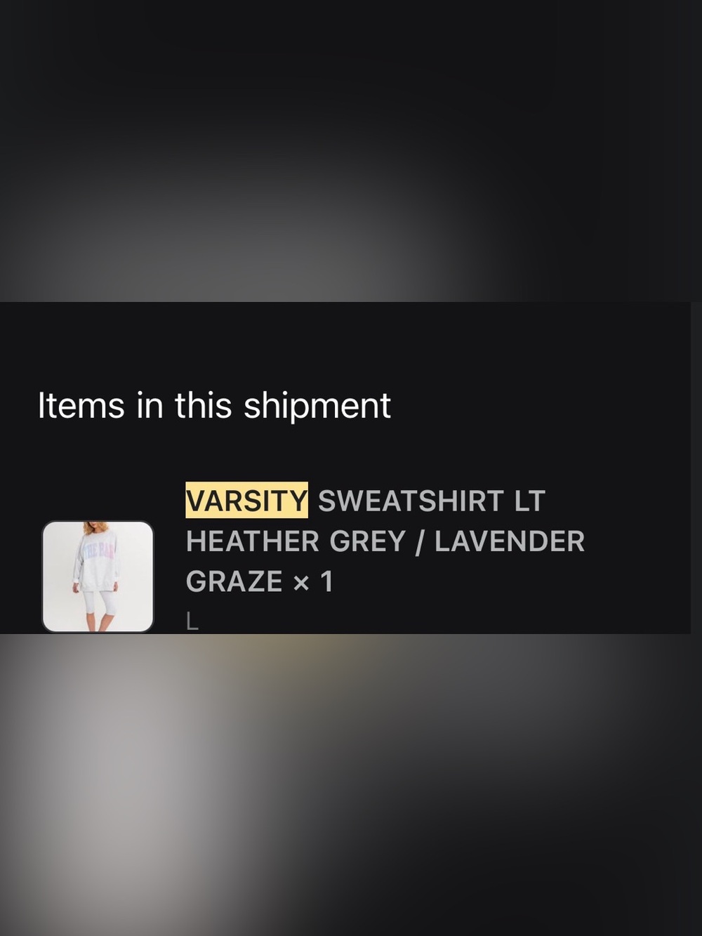 THE BAR | VARSITY SWEATSHIRT LT HEATHER GREY / LAVENDER GRAZE | Size: Large - Picture 4 of 4